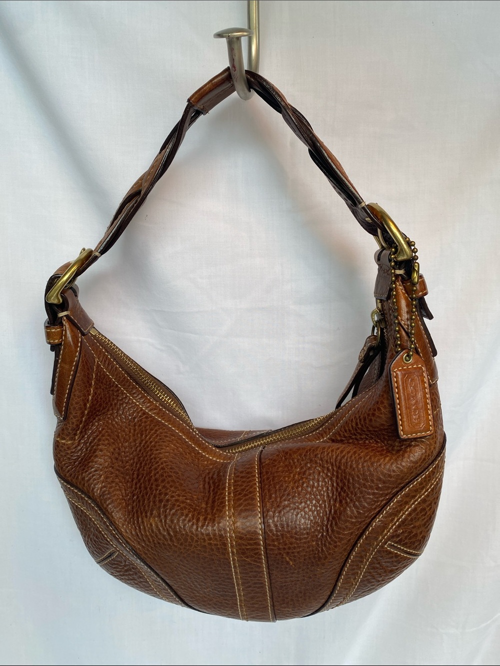 Coach 10042 Tobacco Pebbled Brown Soho Dylan Leather Shoulder Hobo Bag